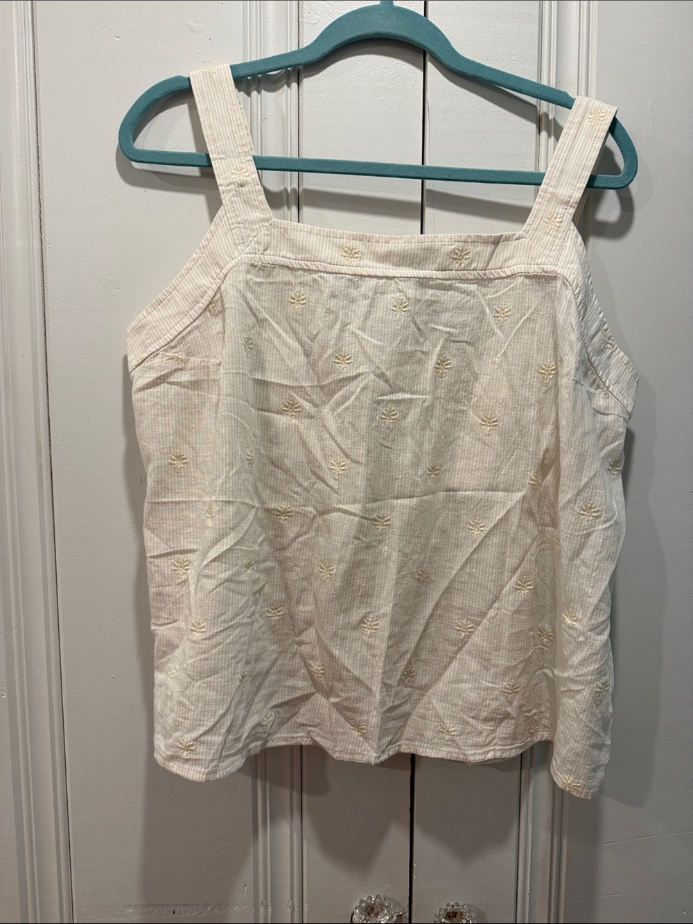 Carve Designs Cream Embroidered Square-Neck Tank